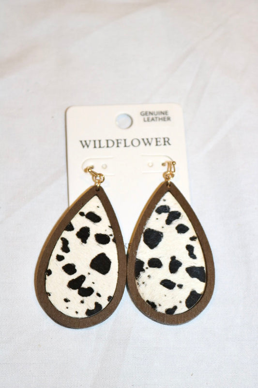Black and White Cowhide Earrings