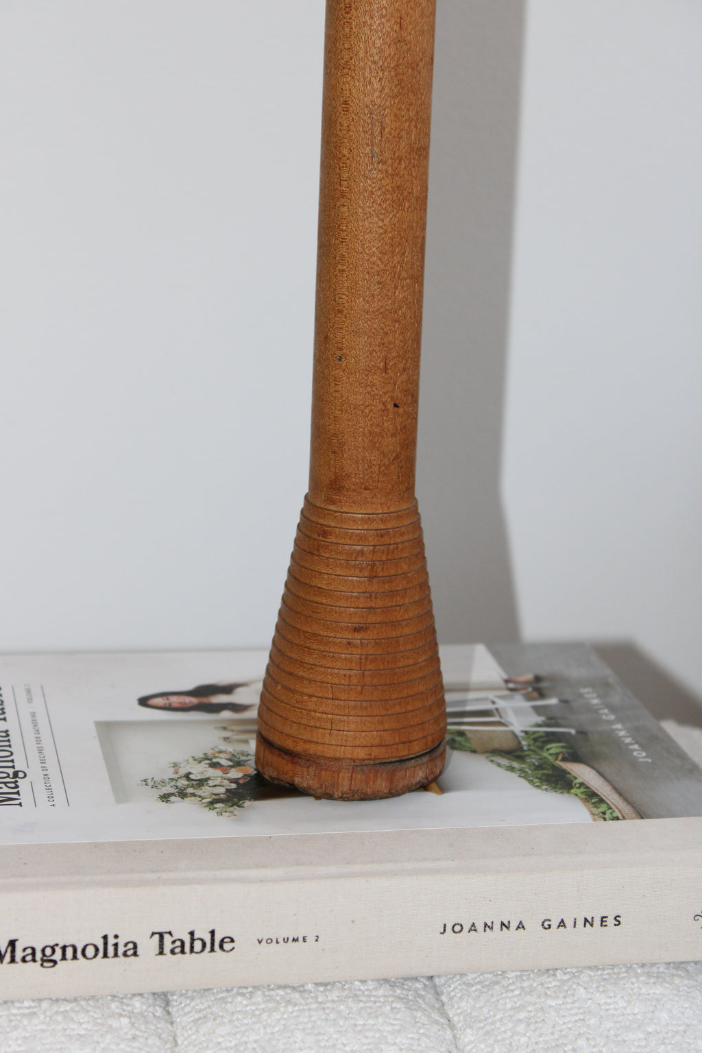 Antique Wood Textile Mill Bobbin Spool Candleholders