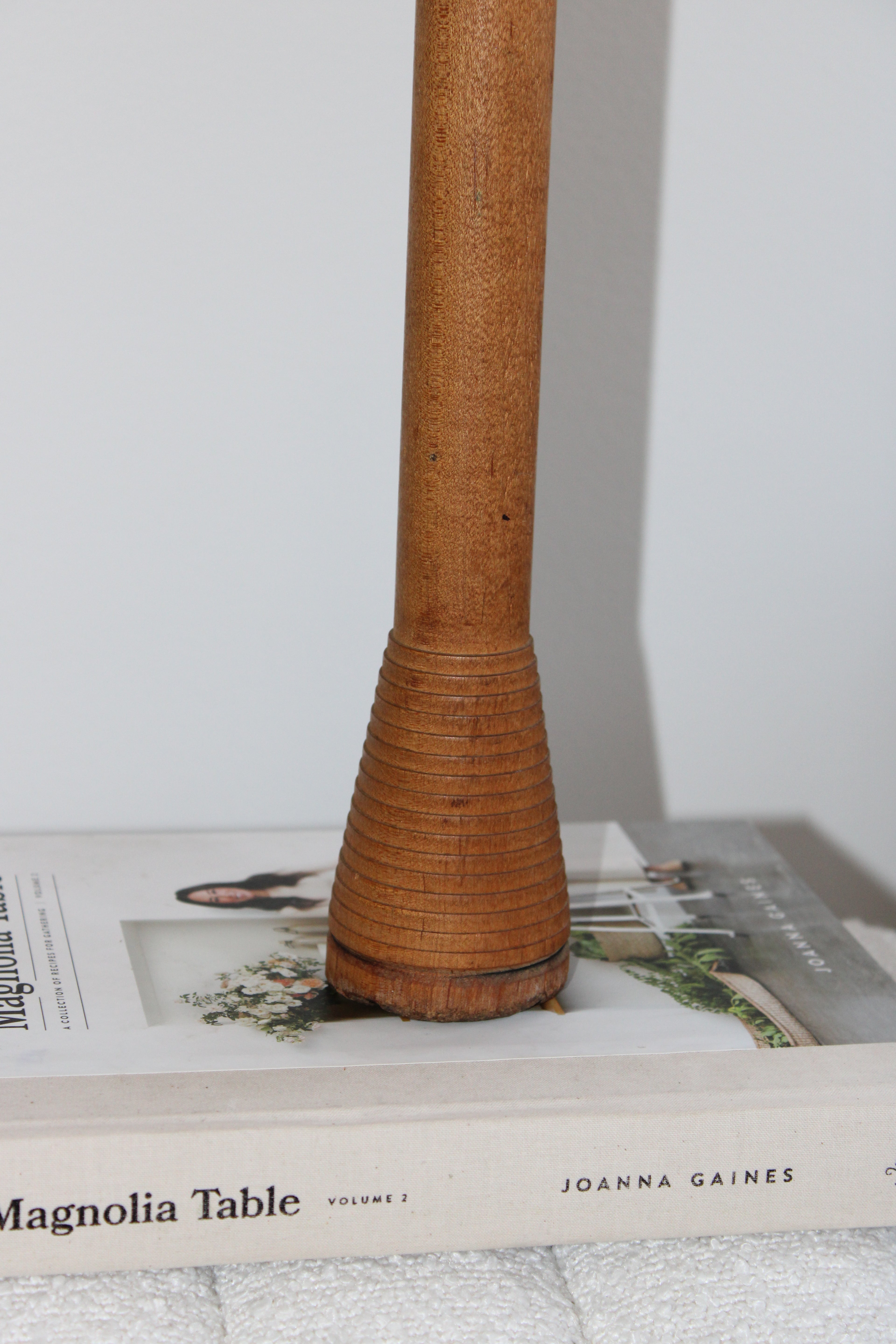 Antique Wood Textile Mill Bobbin Spool Candleholders