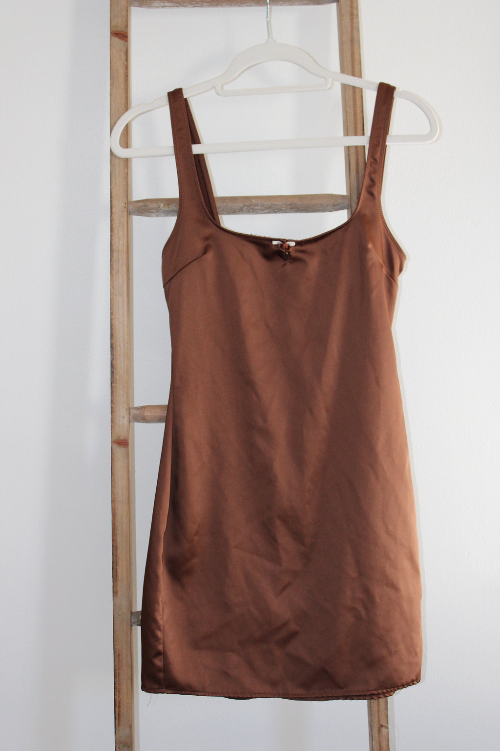 Zara Brown Satin Mini Dress