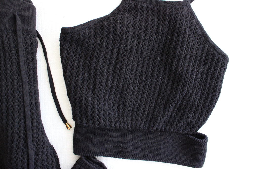 Runaway Crochet Black Beach Set