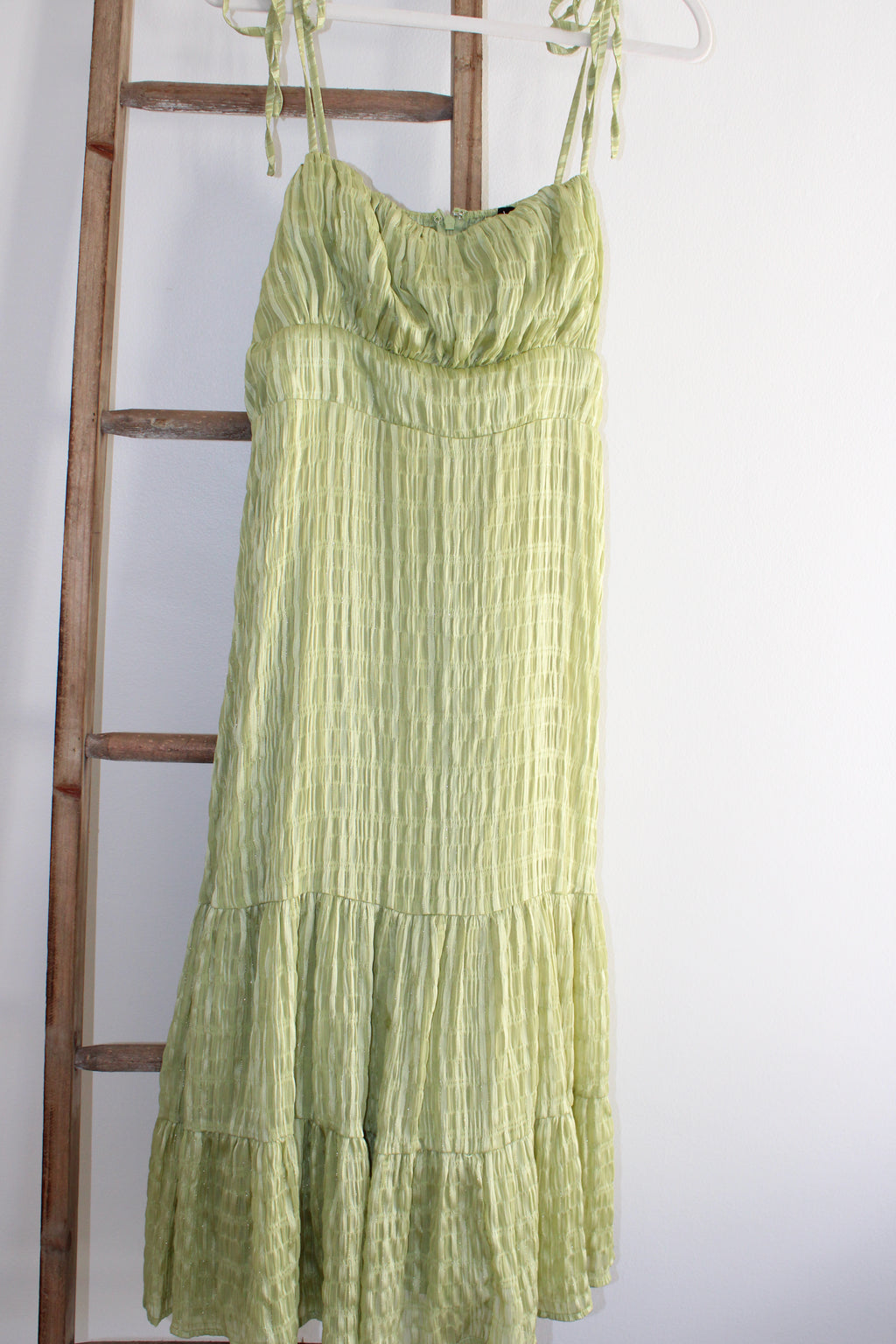 Lulu's Green Pleated Maxi Dress
