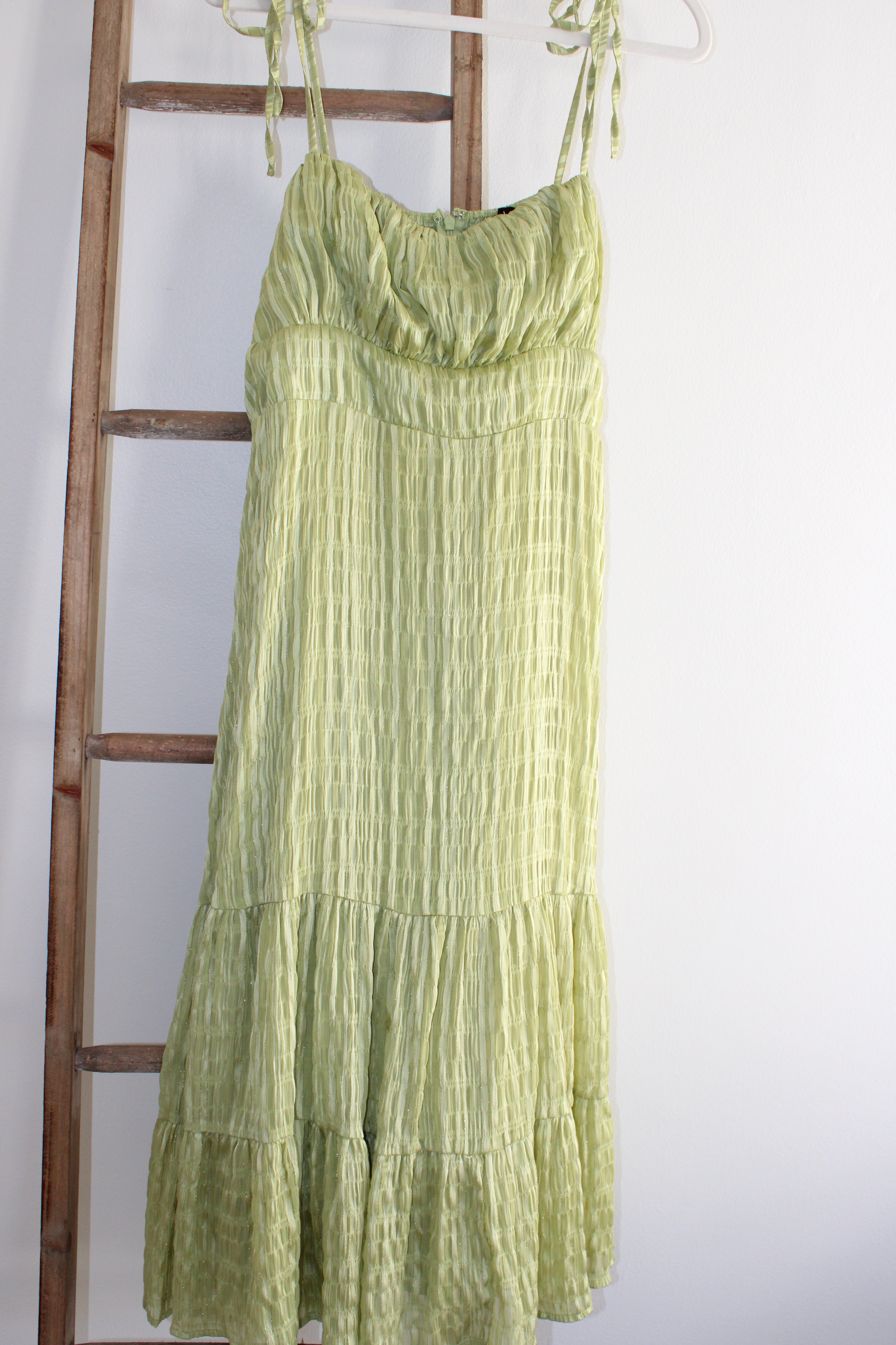 Lulu's Green Pleated Maxi Dress