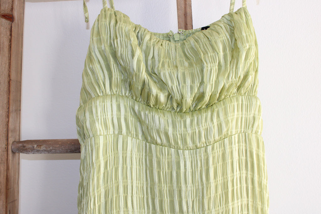 Lulu's Green Pleated Maxi Dress