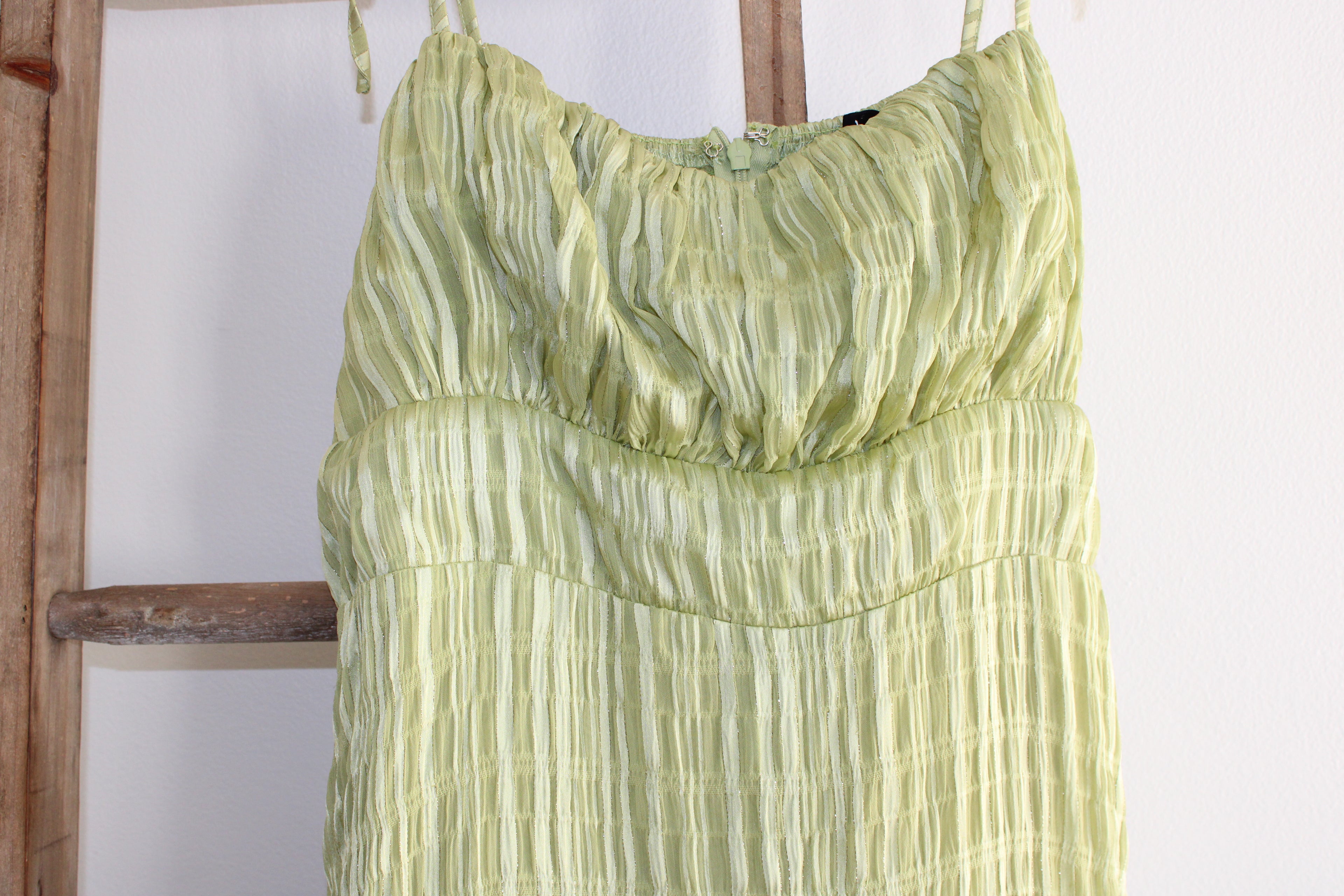 Lulu's Green Pleated Maxi Dress