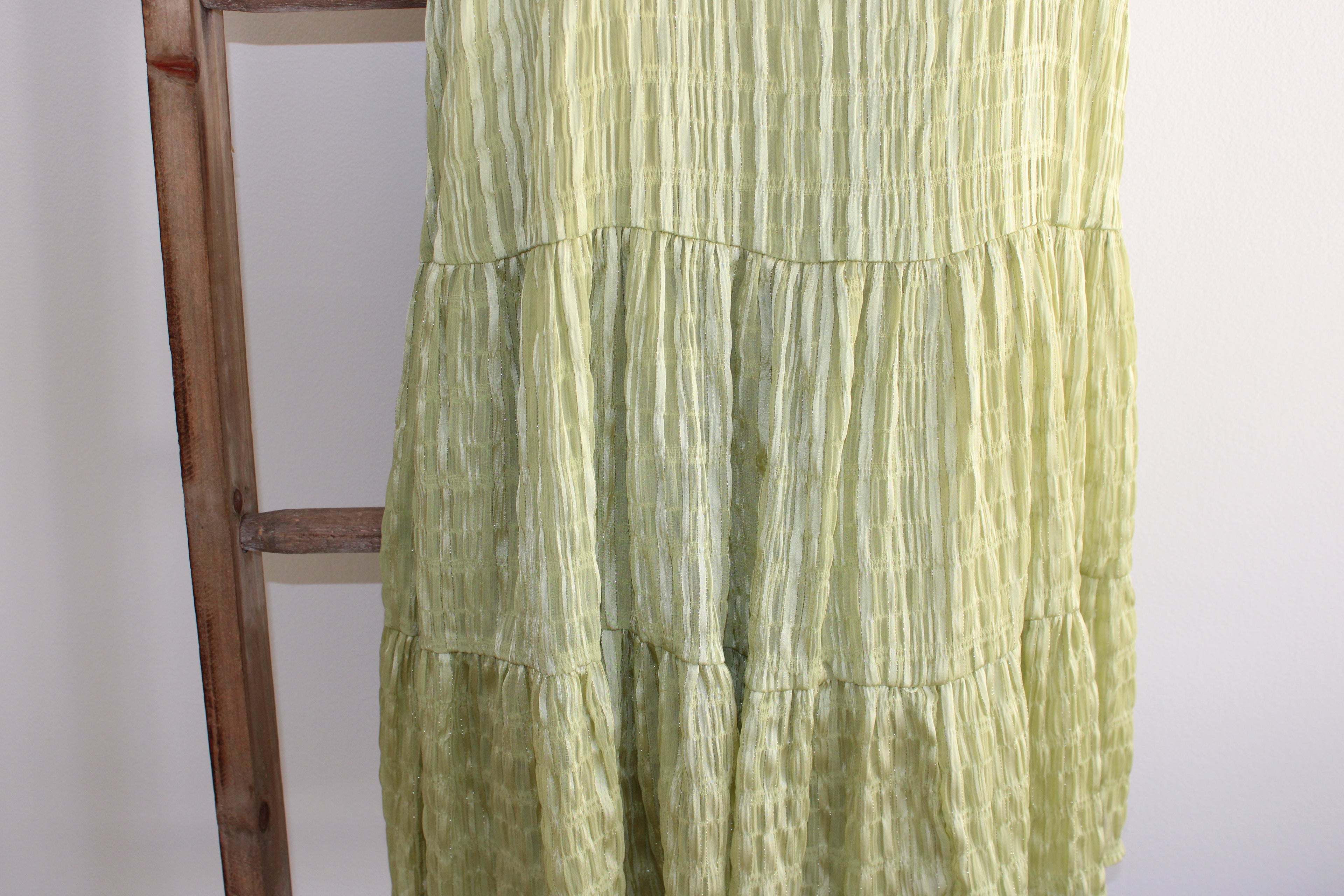 Lulu's Green Pleated Maxi Dress