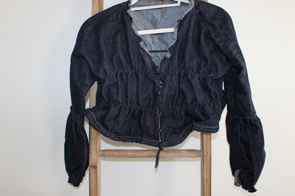Soolrok Long Sleeve Denim Crop Top