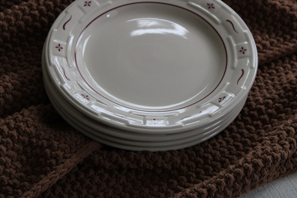 Longaberger Pottery Woven Traditions Heritage Dinner Plates