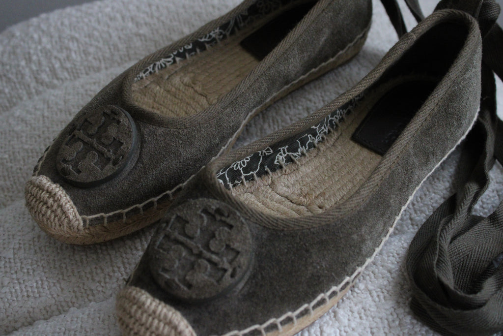 Tory Burch Olive green Suede Espadrilles