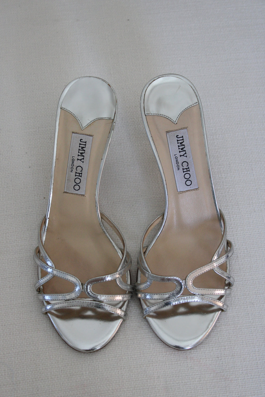 Jimmy Choo Silver Slip On Heels