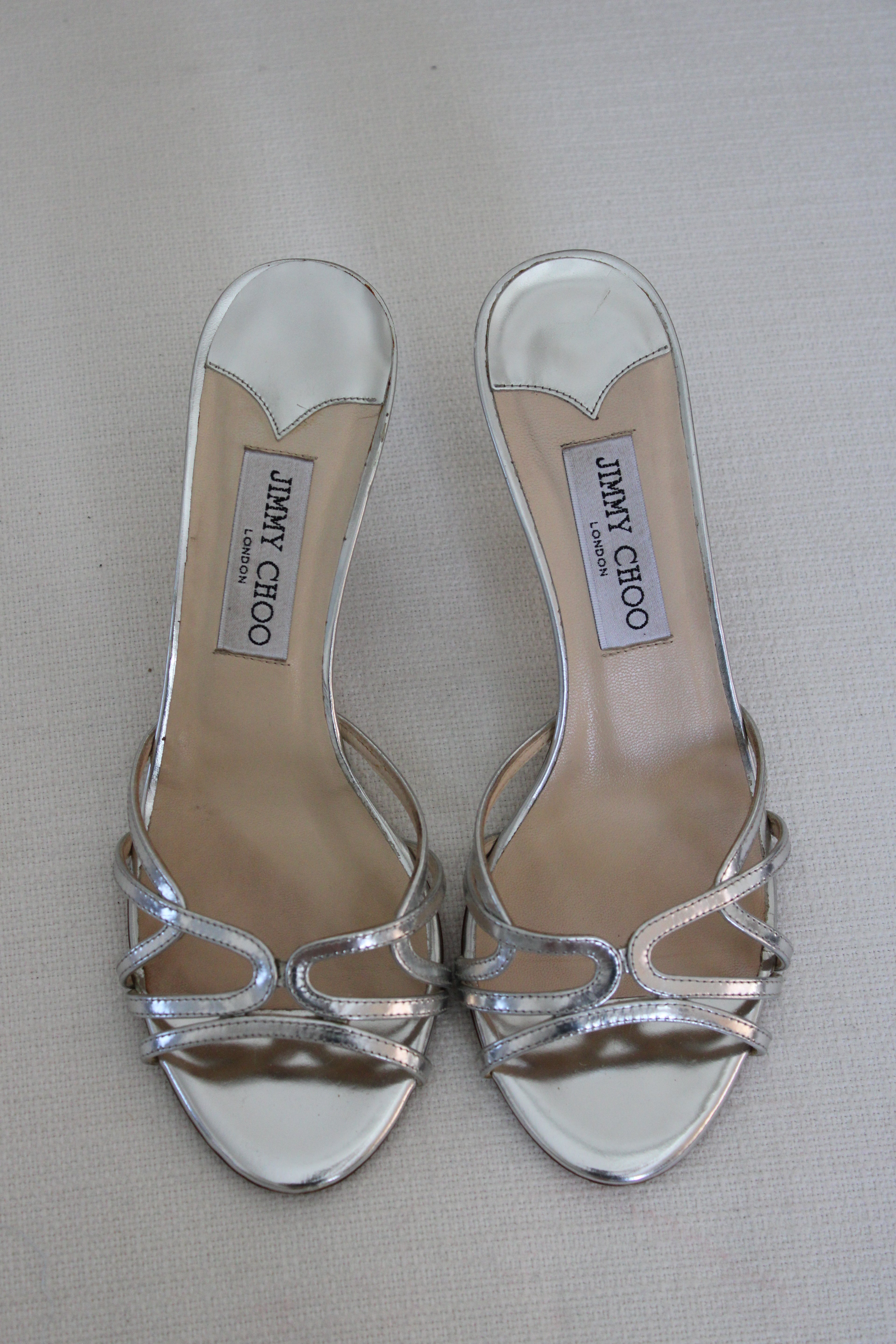 Jimmy Choo Silver Slip On Heels