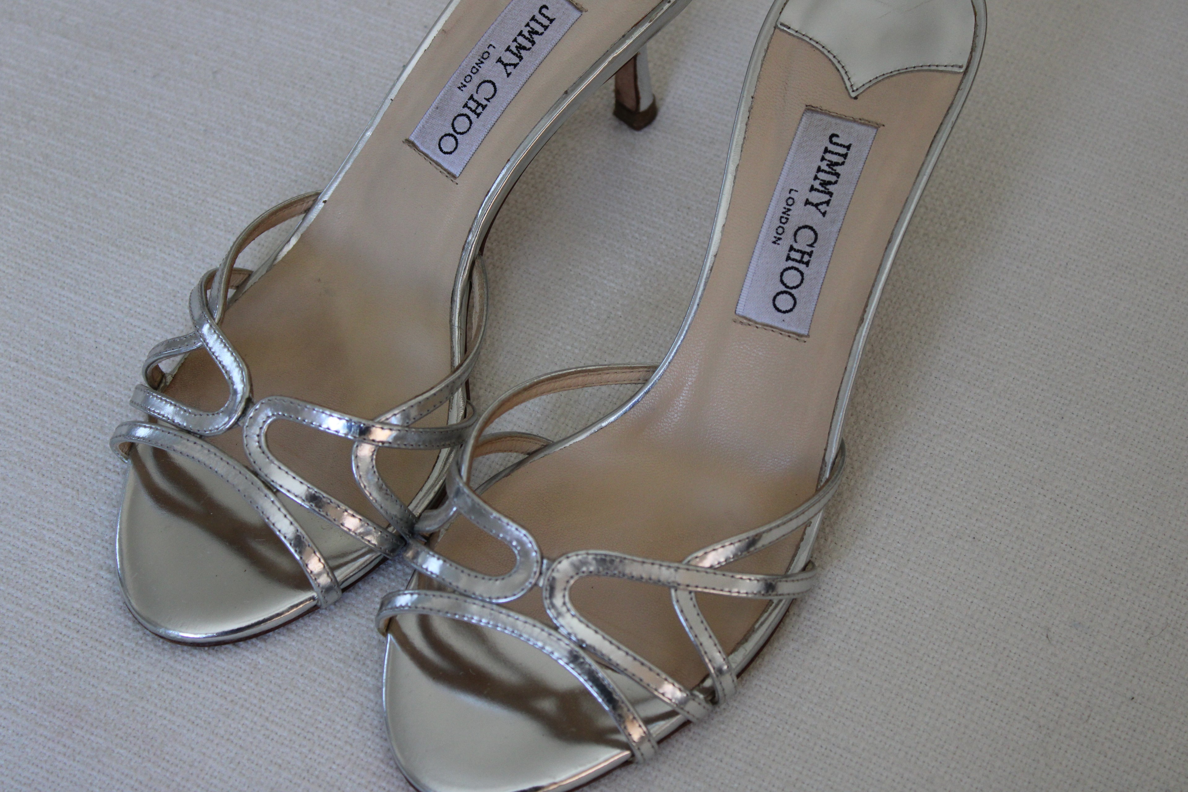 Jimmy Choo Silver Slip On Heels