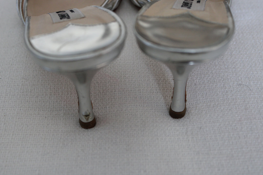 Jimmy Choo Silver Slip On Heels