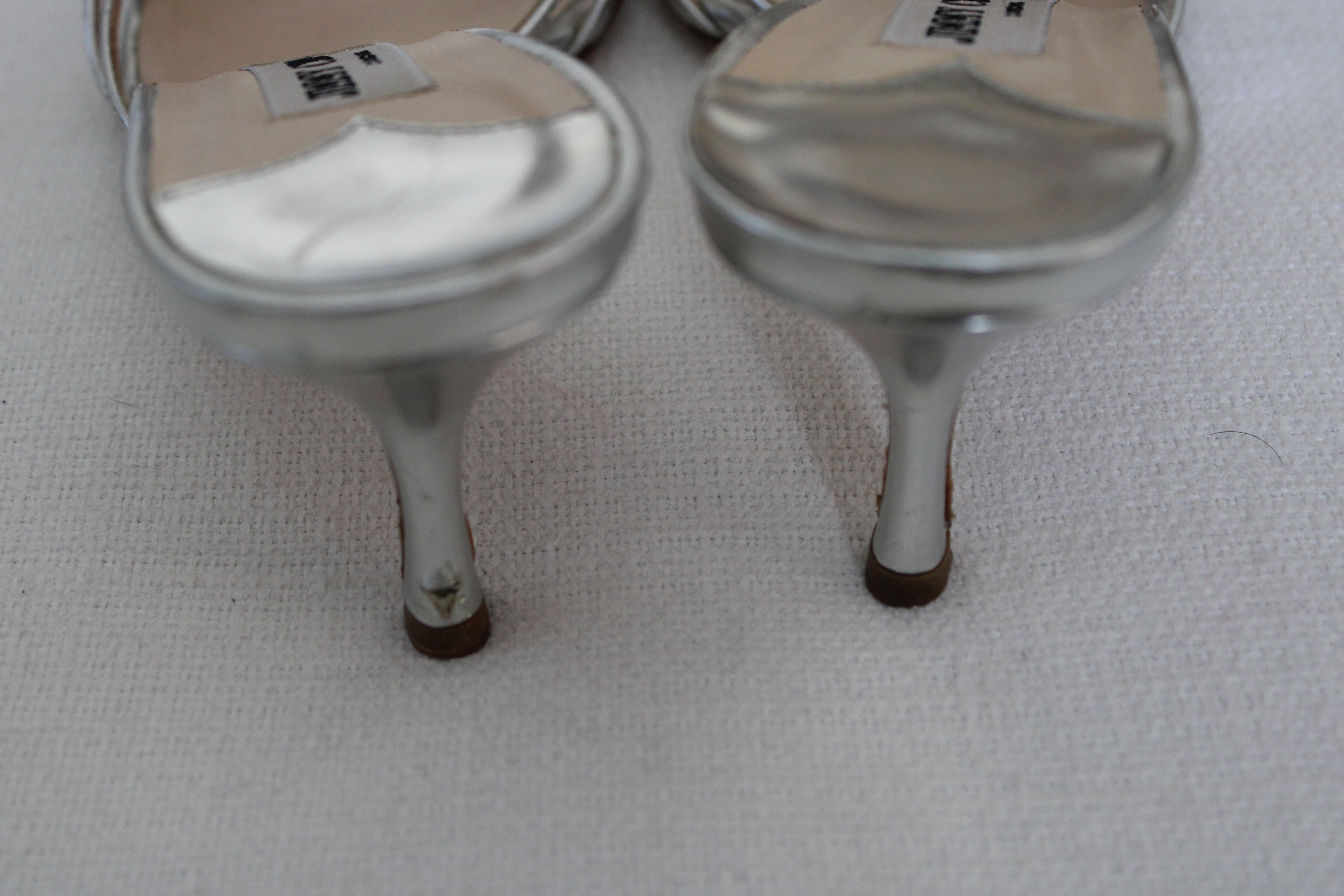 Jimmy Choo Silver Slip On Heels