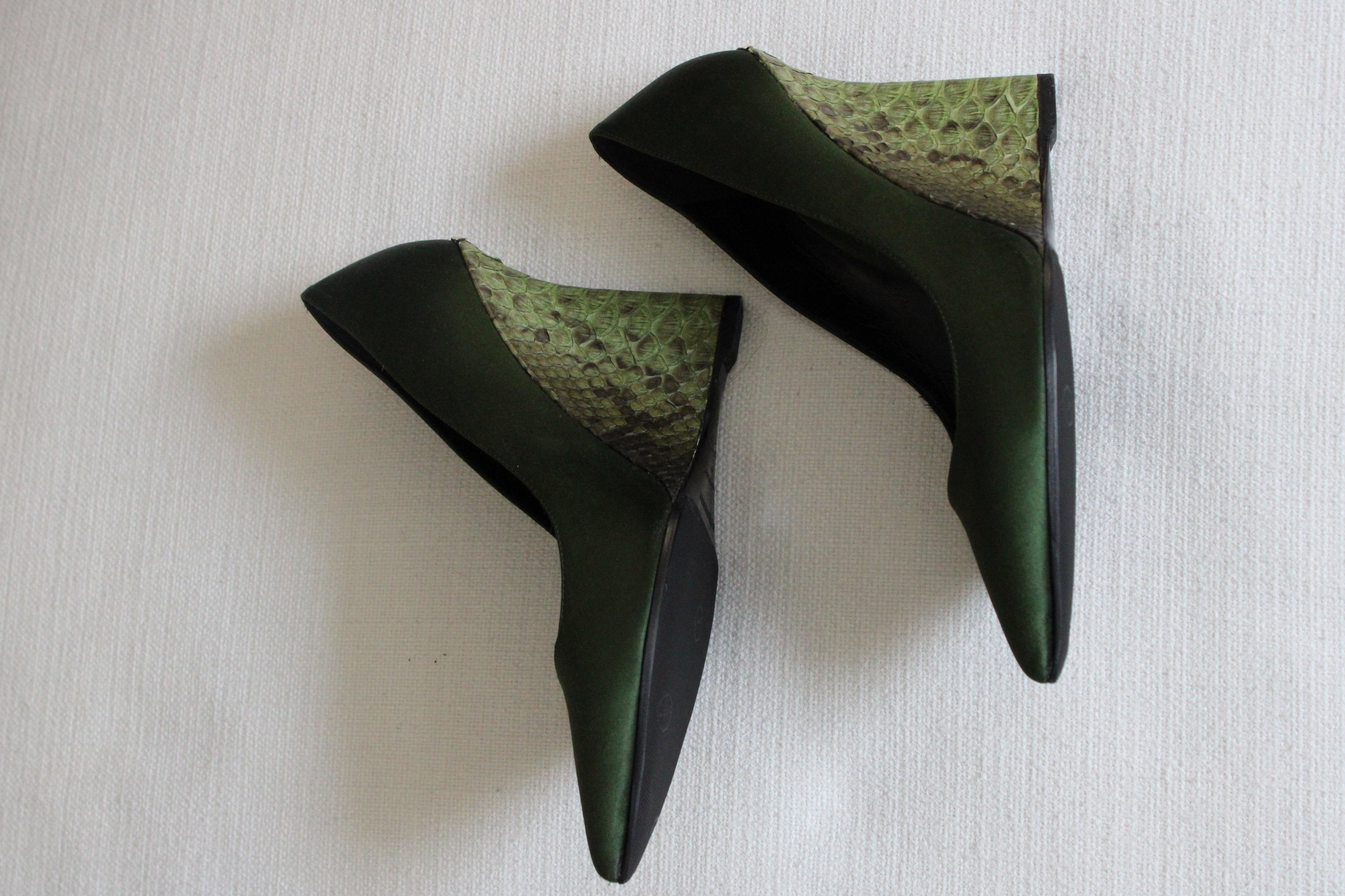 Vintage Burberry Green Wedges
