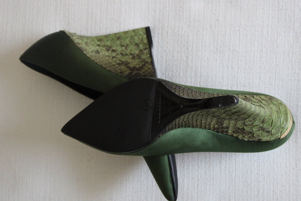 Vintage Burberry Green Wedges