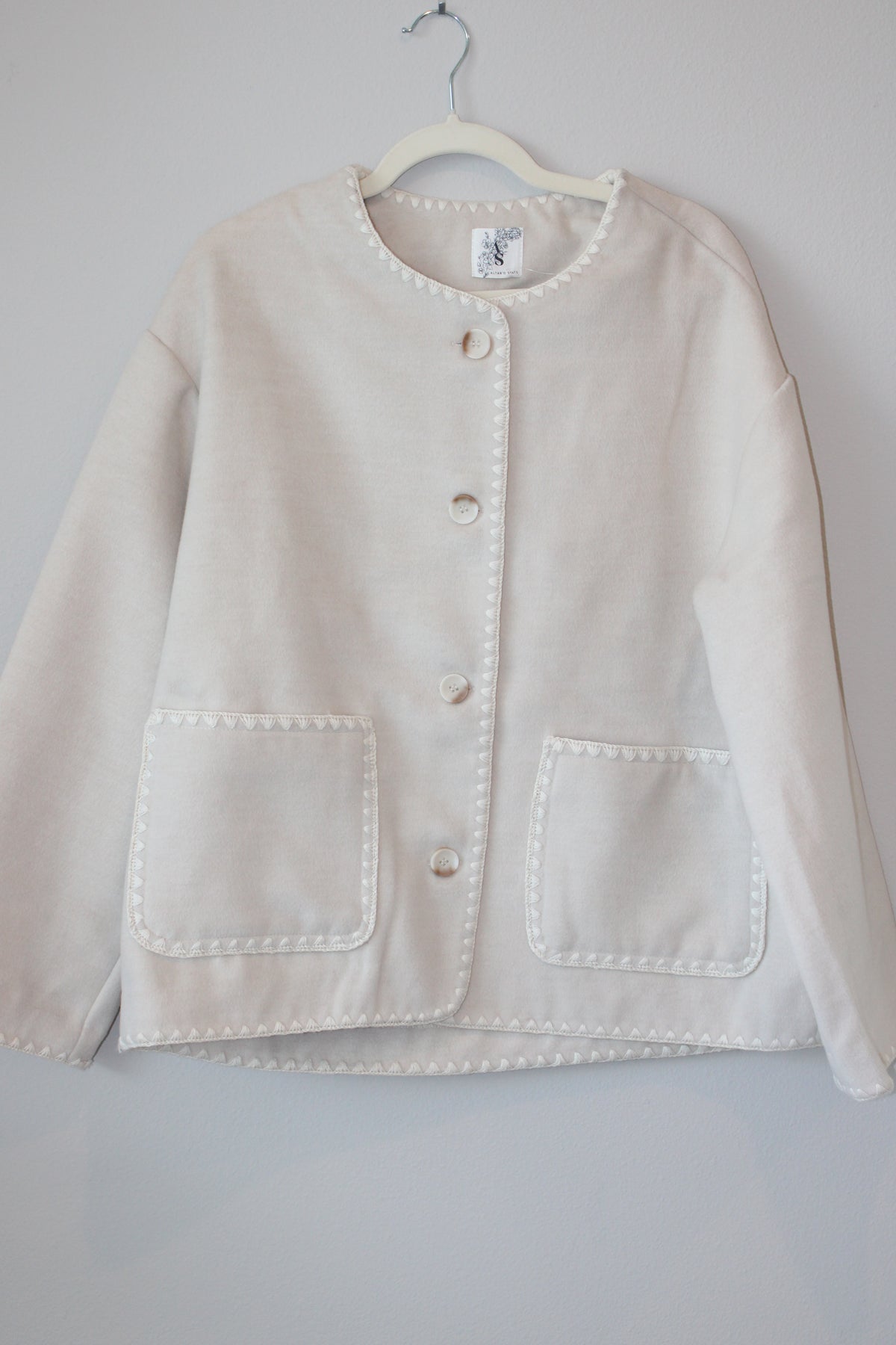Altar'd State Leona Whipstitch Trim Collarless Jacket