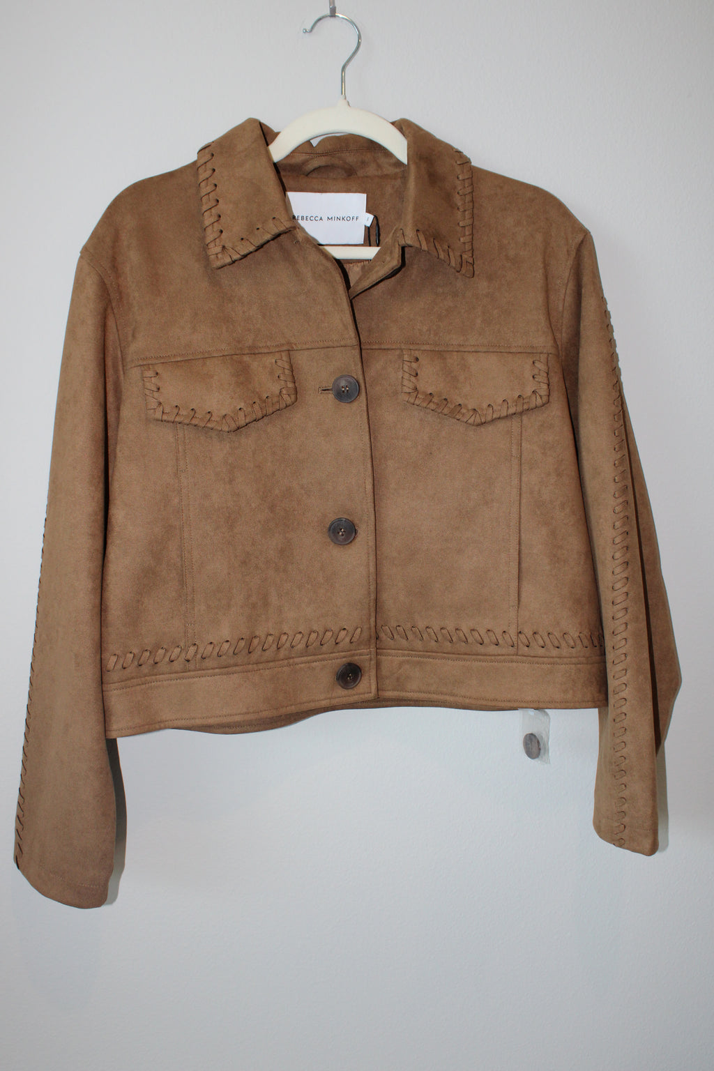Rebecca Minkoff Faux Suede Whipstitch Trucker Jacket