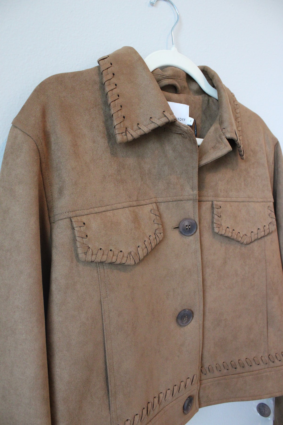 Rebecca Minkoff Faux Suede Whipstitch Trucker Jacket