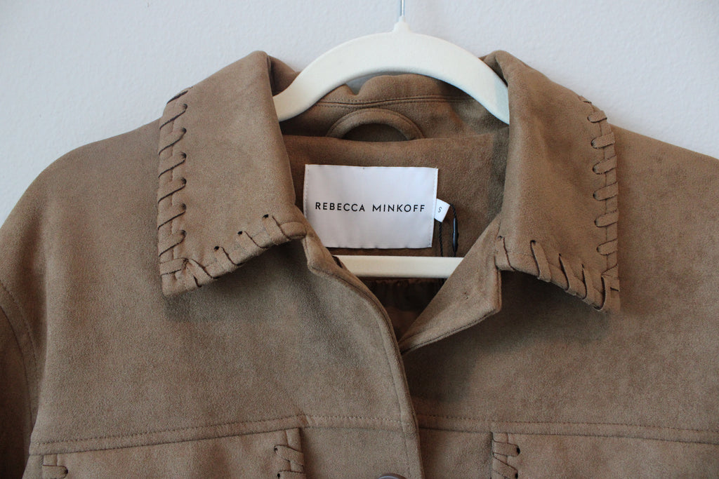 Rebecca Minkoff Faux Suede Whipstitch Trucker Jacket