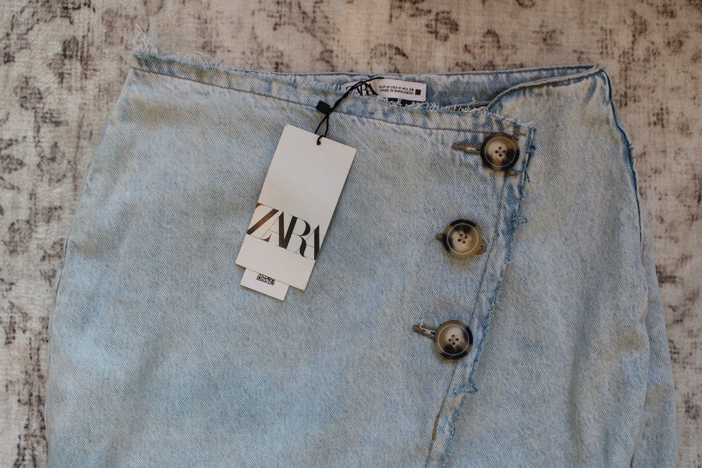 Zara denim midi skirt
