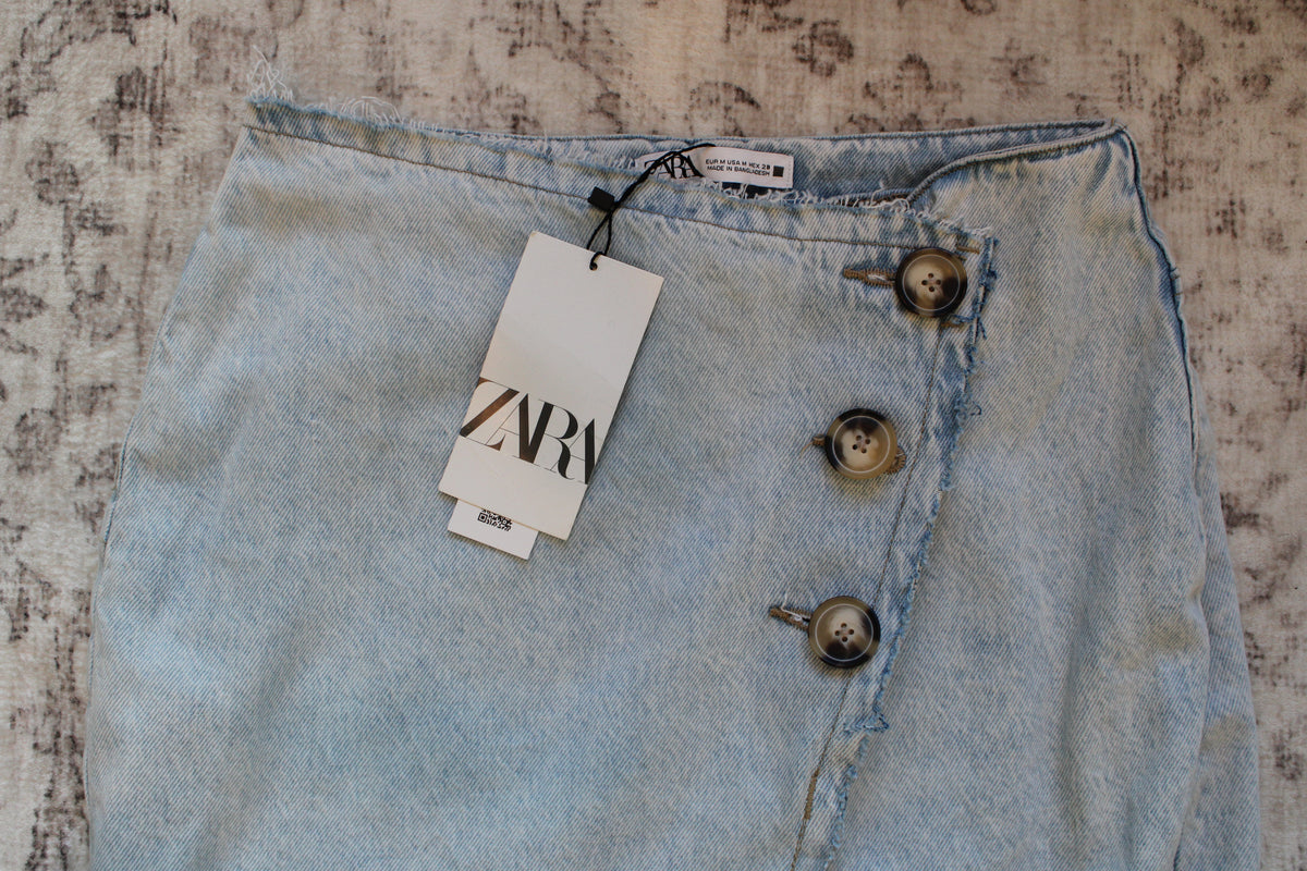 Zara denim midi skirt