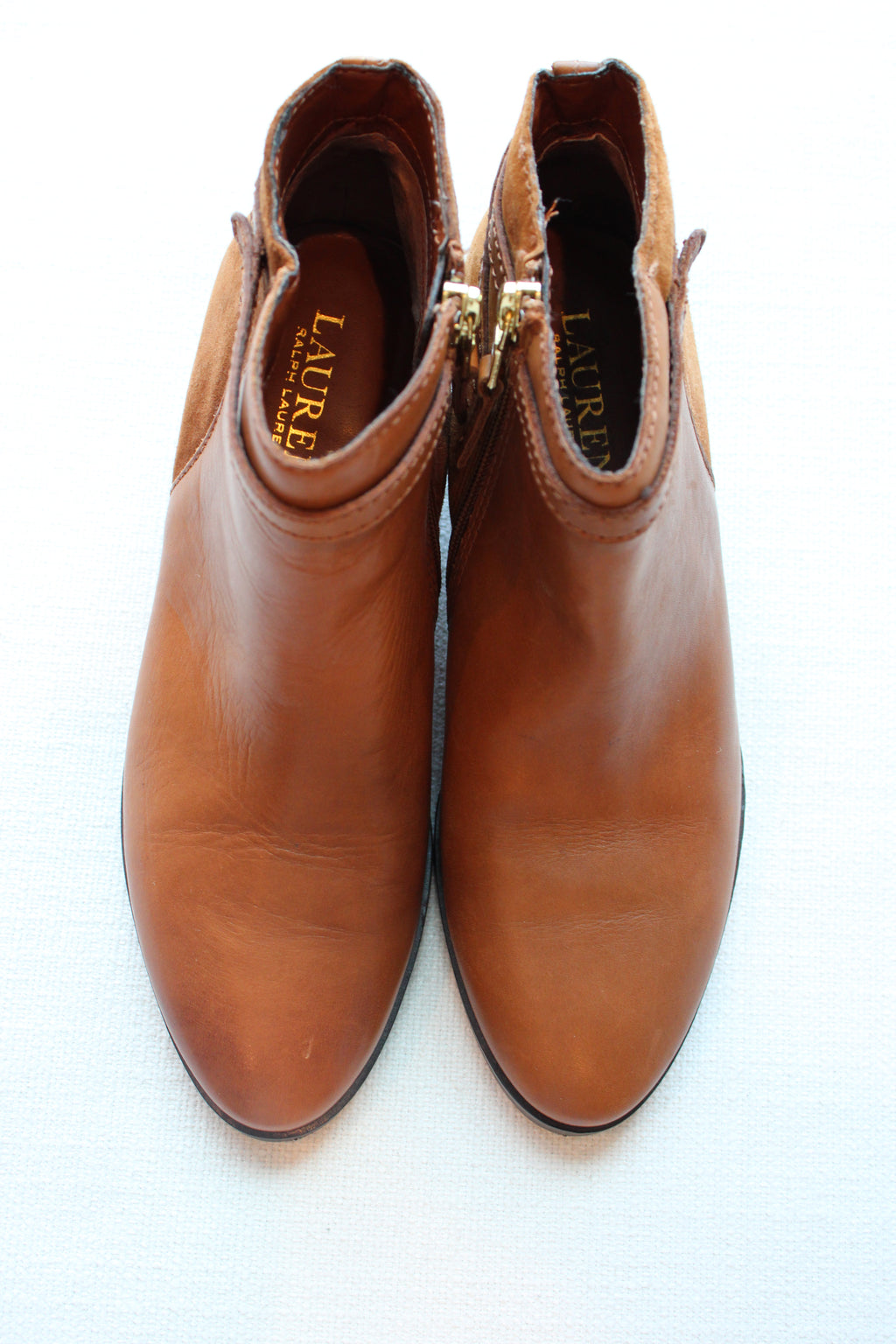 Ralph Lauren Damara Leather and Suede Ankle Booties