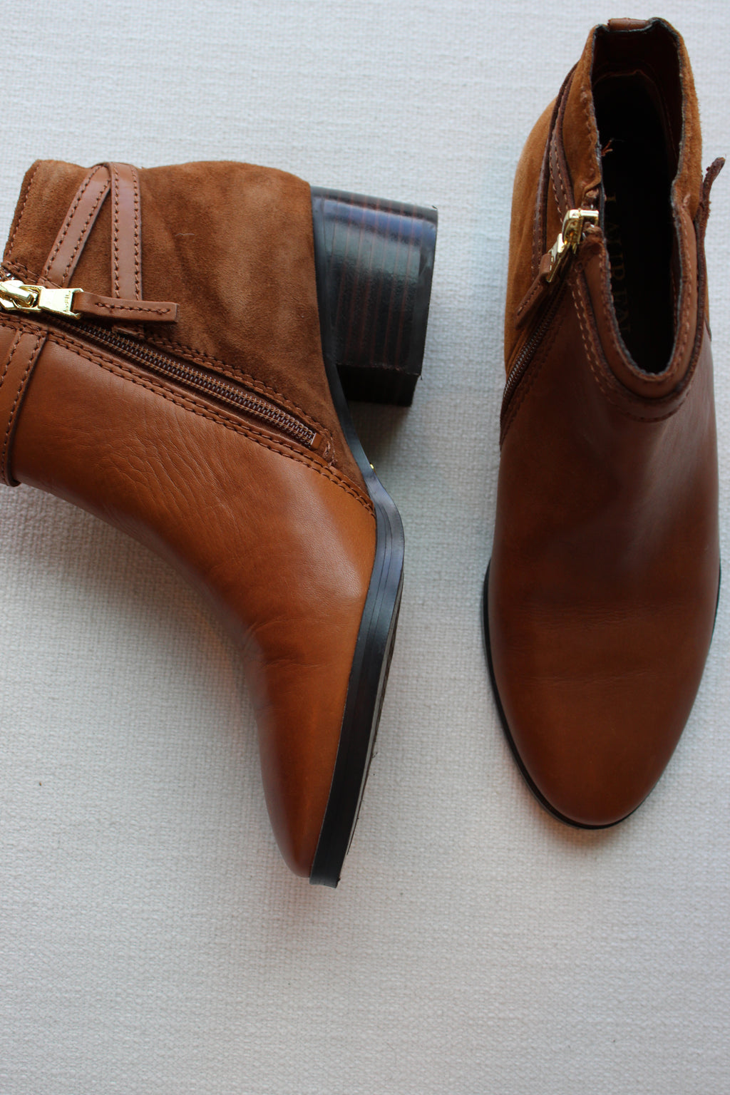 Ralph Lauren Damara Leather and Suede Ankle Booties