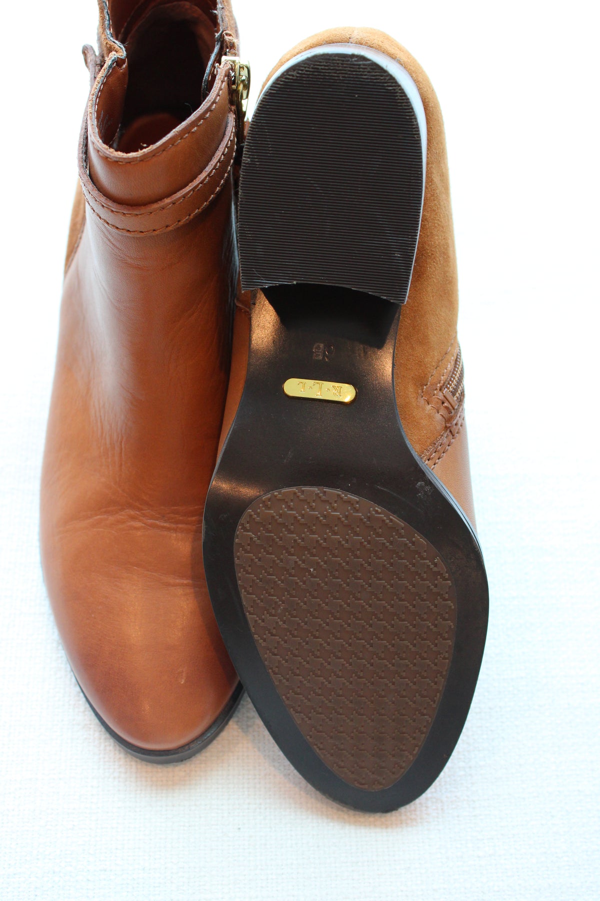 Ralph Lauren Damara Leather and Suede Ankle Booties