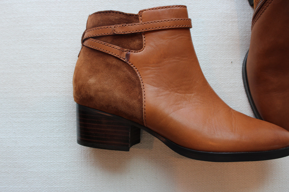 Ralph Lauren Damara Leather and Suede Ankle Booties