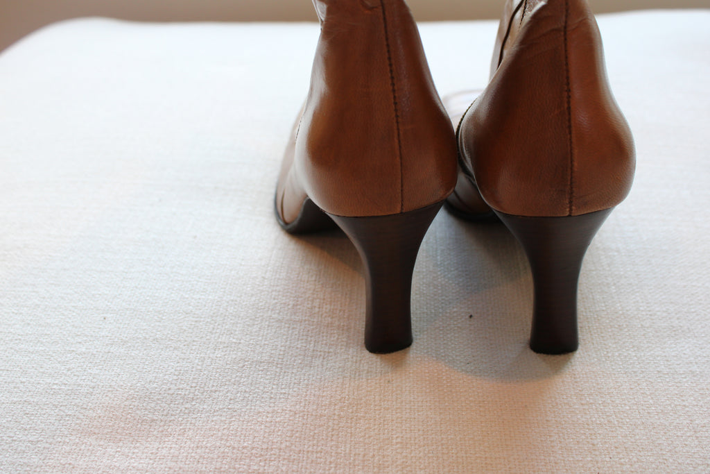 Vintage 1990s Nine West Square-toe Leather Boots