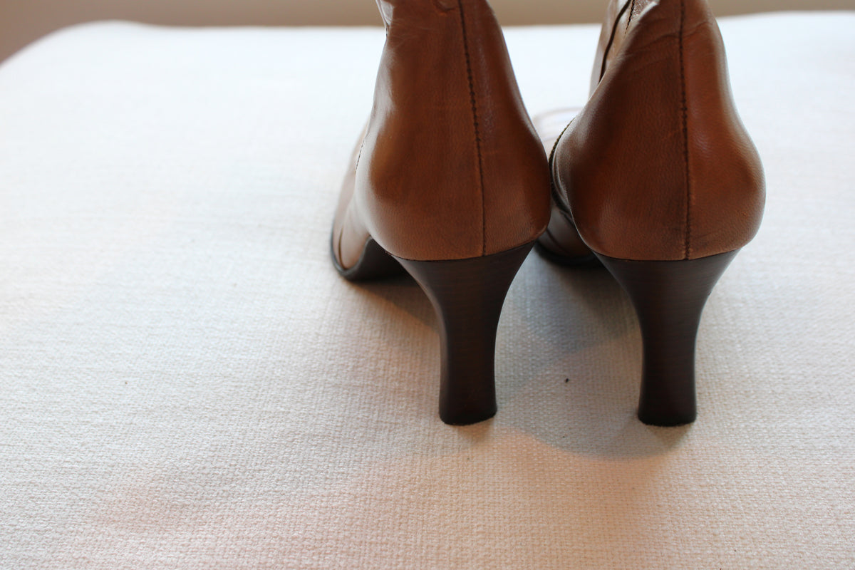 Vintage 1990s Nine West Square-toe Leather Boots