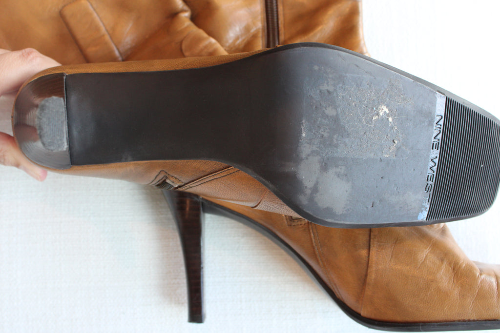 Vintage 1990s Nine West Square-toe Leather Boots